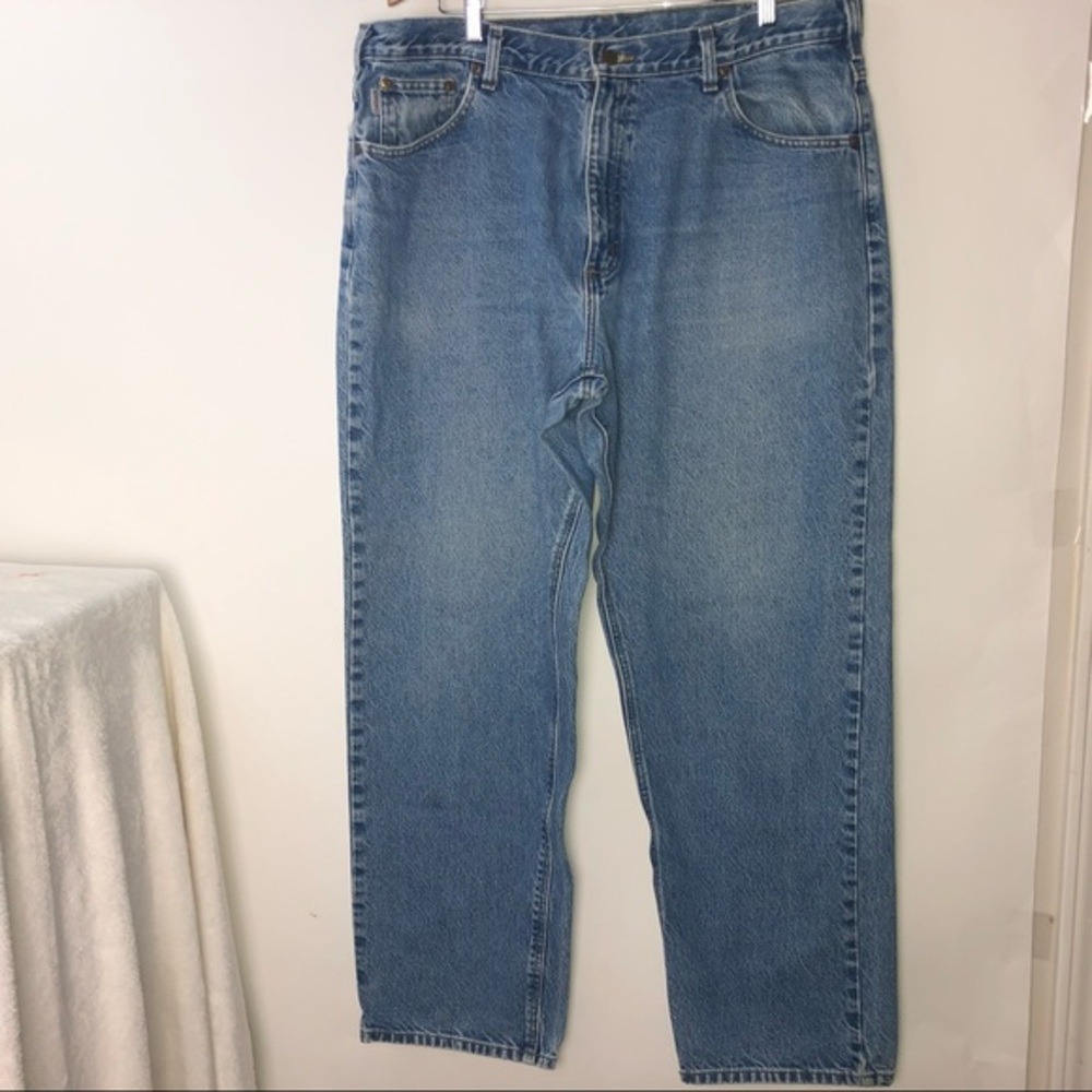 Carhartt Distressed Blue Barn Chore Jeans Men's 40x34